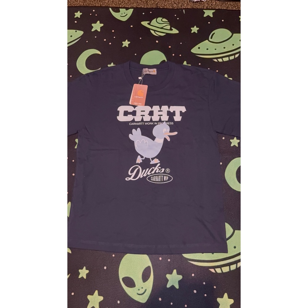 Carhartt WIP Ducks Graphic T-Shirt Navy Blue Short Sleeve Crewneck New